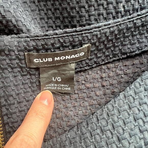 CLUB MONACO NAVY TEXTURED 3/4 SLEEVE SCOOP NECK BLOUSE LARGE - Picture 5 of 7